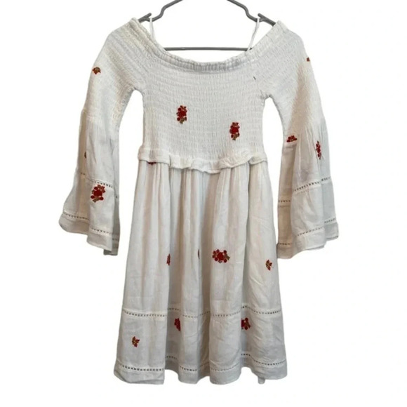 Free People Dresses & Skirts - Free People  Counting Daisies Embroidered Off-the-Shoulder Smock Dress